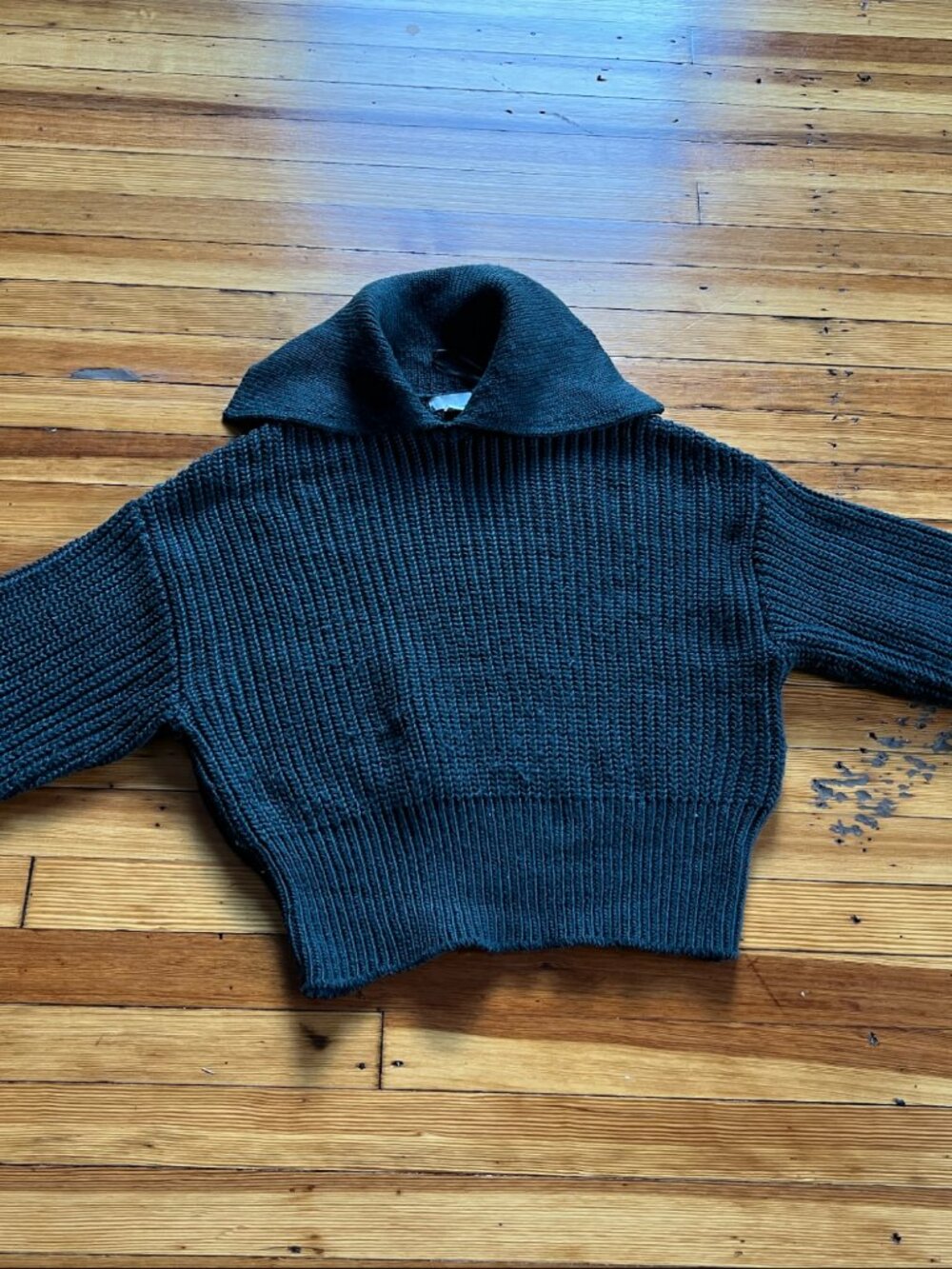 H&M Charcoal Hunter Green Chunky Knit Sweater | Oversized Ribbed Pullover